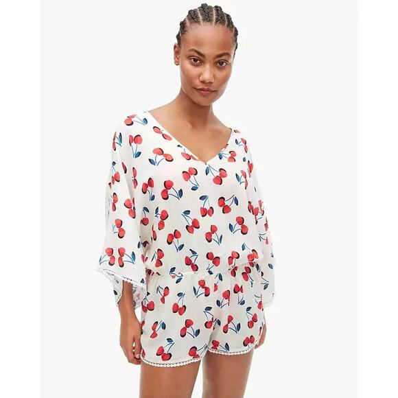 Kate Spade Cherry Toss XL Romper NWT Cherry Print Resort Romper - Picture 1 of 4